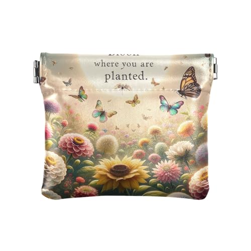 Kleingeldbörse für Damen, kleine Münztasche, Kosmetiktasche, Mini, Blumen, Bienen und Schmetterlinge, Muster: Kleingeldbörse für Damen, kleine Münztasche, Kosmetiktasche, Mini, Blumen, Bienen und Schmetterlinge, Muster: von GAIREG
