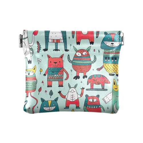 Kleingeldbörse für Damen, kleine Münztasche, Kosmetiktasche, Mini, Cartoon-Tiere, Muster: von GAIREG