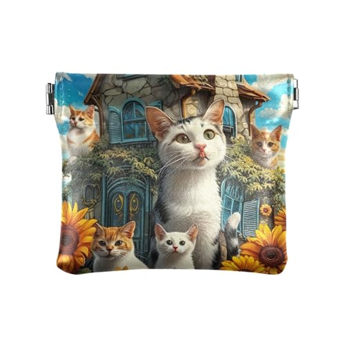 Kleingeldbörse für Damen, kleine Münztasche, Kosmetiktasche, Mini, Katzen und Schloss, Muster: Kleingeldbörse für Damen, kleine Münztasche, Kosmetiktasche, Mini, Katzen und Schloss, Muster: von GAIREG