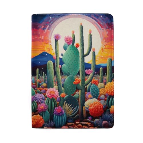 Lustige Reisepasshülle für Damen, Buntes Kaktus-Blumenmuster von GAIREG