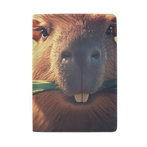 Lustige Reisepasshülle mit Kartenfächern für Damen, Capybara on Grass Funny von GAIREG