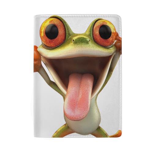 Lustige Reisepasshülle mit Kartenfächern für Damen, Cartoon Frog-85 von GAIREG