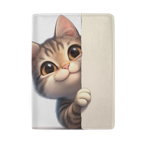 Lustige Reisepasshülle mit Kartenfächern für Damen, Süße guckende Katze von GAIREG