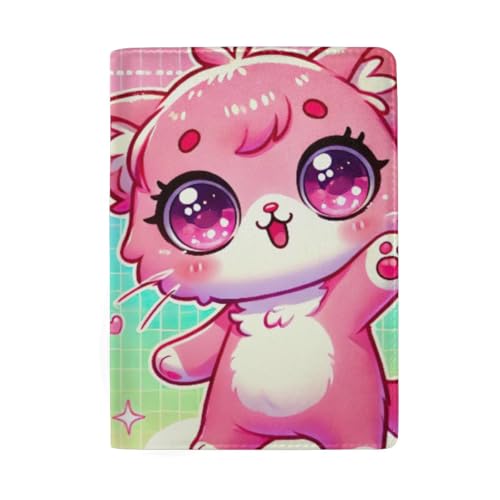 Lustige Reisepasshülle mit Kartenfächern für Damen, Süßes Kätzchen, buntes Karomust von GAIREG