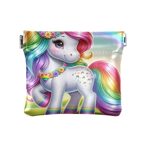 Münzgeldbeutel, Münzbeutel, Münzbörse für Herren, Einhorn und Regenbogen, Muster: von GAIREG