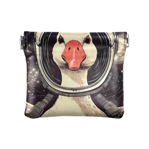 Münzgeldbörse Mini Kleingeldbeutel Euro-Münzhalter, Süße Ente im Astronautenhelm, Muster: von GAIREG