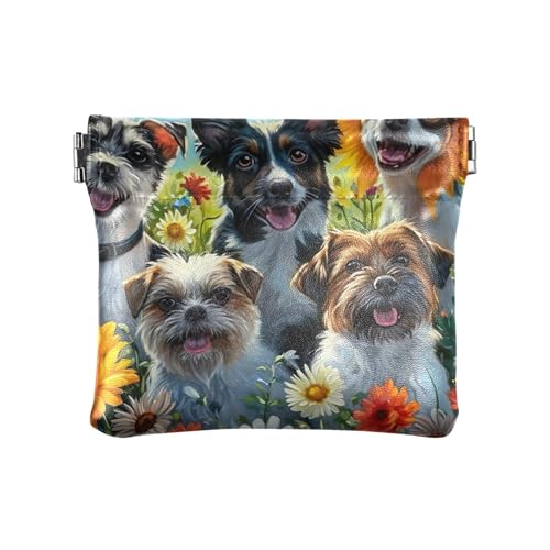 Münztasche Mini Ersatzbeutel Frauen Münztasche, Hunde im Blumenfeld, Muster von GAIREG