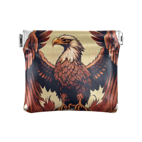 Niedliche Geldbörse aus PU-Leder für Kleingeld, Quetschtasche, Mini-Kosmetiktasche, Falke und Erde, Muster: von GAIREG