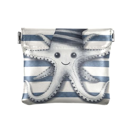 Niedliche Geldbörse aus PU-Leder für Kleingeld, Quetschtasche, Mini-Kosmetiktasche, Niedliche nautische Streifen, Muster: von GAIREG