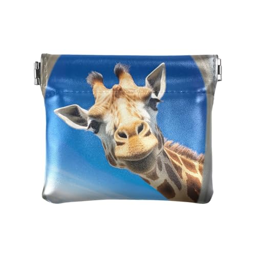 Niedliche Mini-Geldbörse aus Leder, kleine Münztasche, Lustiger Giraffen-Look im Flugzeugfenster, Muster: von GAIREG