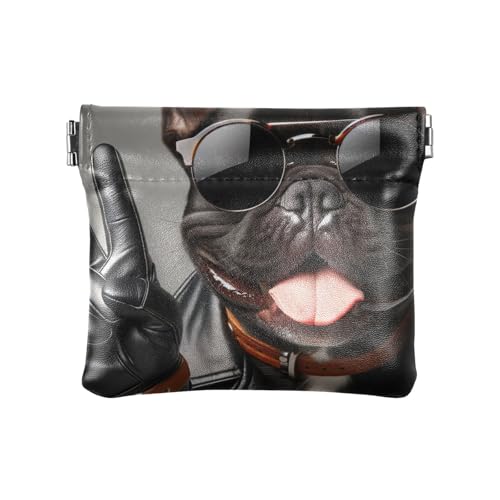 Niedliche Mini-Geldbörse aus Leder, kleine Münztasche, Lustiger glücklicher Hund, Muster: von GAIREG