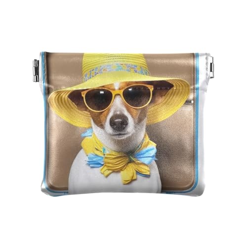 Niedliche Mini-Geldbörse aus Leder, kleine Münztasche, Niedlicher Hund auf Koffer, Muster: von GAIREG