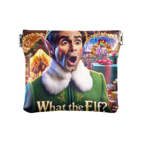Niedliche Mini-Geldbörse aus Leder, kleine Münztasche, What the Elf, Muster: von GAIREG