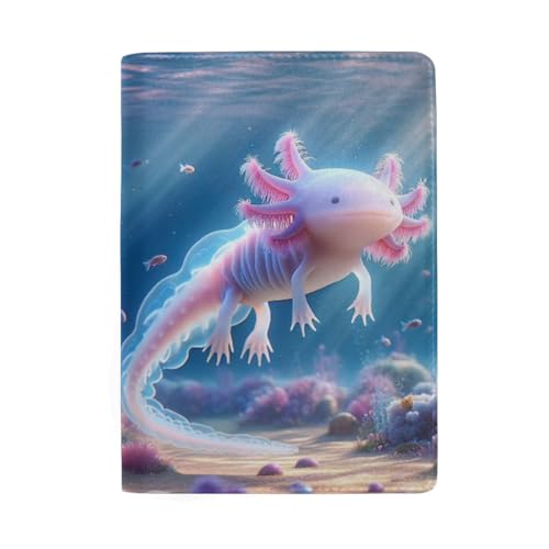 Niedliche Reisepasshülle mit Kreditkartenfächern für Herren, Fisch Axolotl von GAIREG