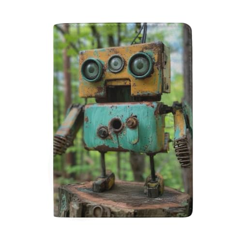 Niedliche Reisepasshülle mit Kreditkartenfächern für Herren, Metallroboter von GAIREG