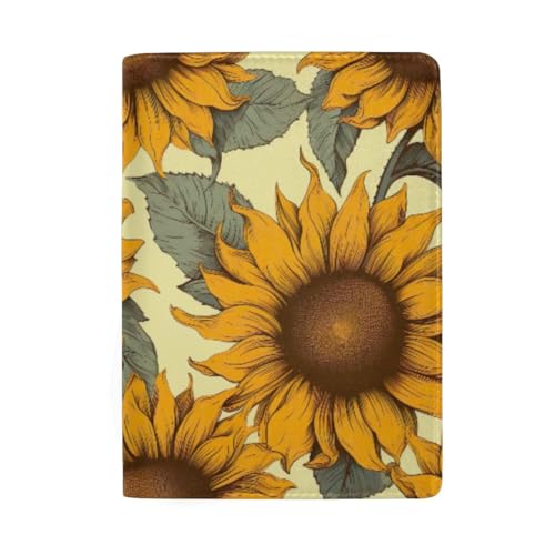 Reisedokumenten-Halter für Damen, Reisepass, Brieftasche, Sonnenblumen auf Beige Reisedokumenten-Halter für Damen, Reisepass, Brieftasche, Sonnenblumen auf Beige von GAIREG