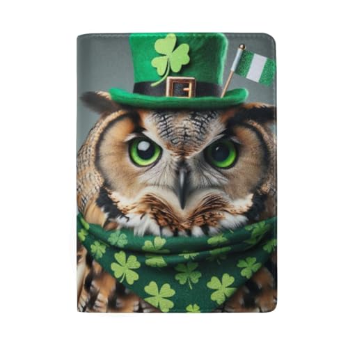 Reisepass Kartenetui Reisepasshülle Leder für Damen, Eule St. Patrick's Day von GAIREG
