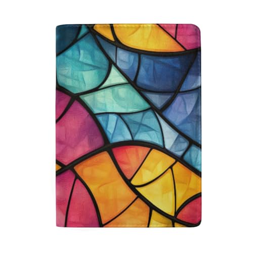 Reisepasshülle Leder Reisepasshülle für Damen, Abstraktes Buntglasmuster von GAIREG