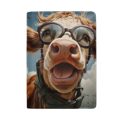 Reisepasshülle Reisepasshülle für Damen, Lustige Kuh mit Sonnenbrille von GAIREG