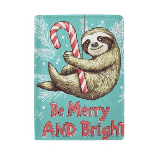 Reisepasshülle Reisepasshüllen für Damen, Weihnachts-Faultier zum Aufhängen an Zuckerstange von GAIREG