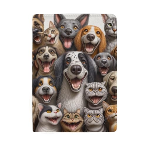 Reisepasshülle für Damen, Happy Dogs Cats Taking Selfie von GAIREG