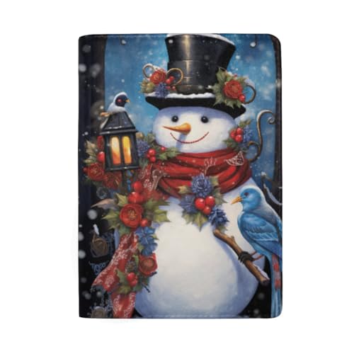 Reisepasshülle für Damen, Motiv: Weihnachtsmotiv, blauer Schnee, Reisepass-Organizer, für Damen, Winter Schneemann Blau Vogel von GAIREG