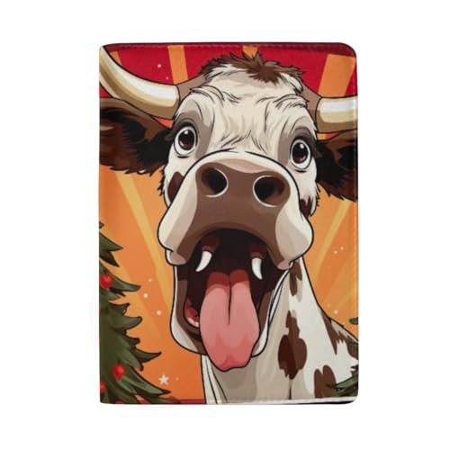 Reisepasshülle für Damen, Weihnachtsbäume lustige Kuh von GAIREG