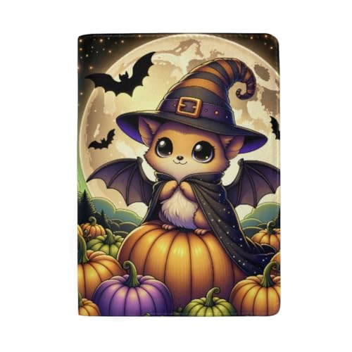 Reisepasshülle für Herren, Reisepasshülle, Niedliche Fledermaus mit Hexenhut von GAIREG