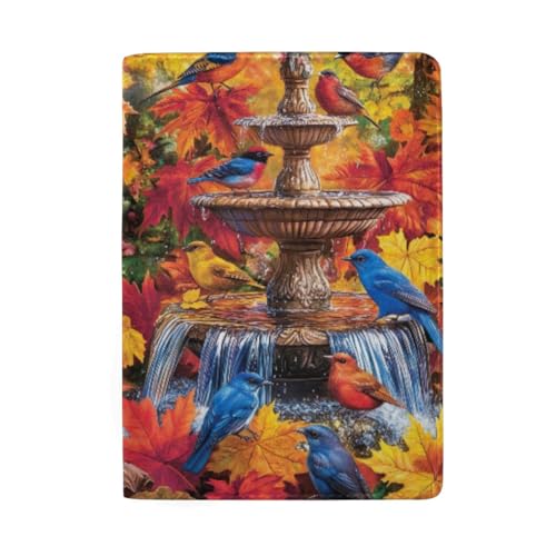 Reisepasshülle für Herren, Reisepasshülle, Wasserbrunnen Bunte Vögel von GAIREG
