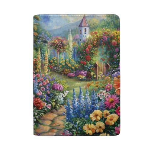 Reisepasshülle mit Kartenfächern, Reisepasshüllen für Damen, Blumengartenmalerei von GAIREG