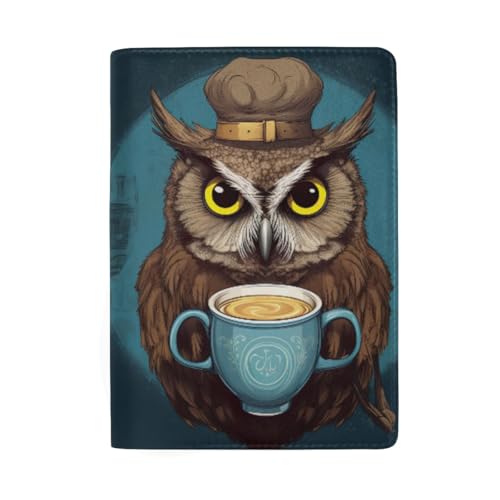 Reisepasshülle mit Kartenfächern, Reisepasshüllen für Damen, Eule und Kaffeeblau von GAIREG