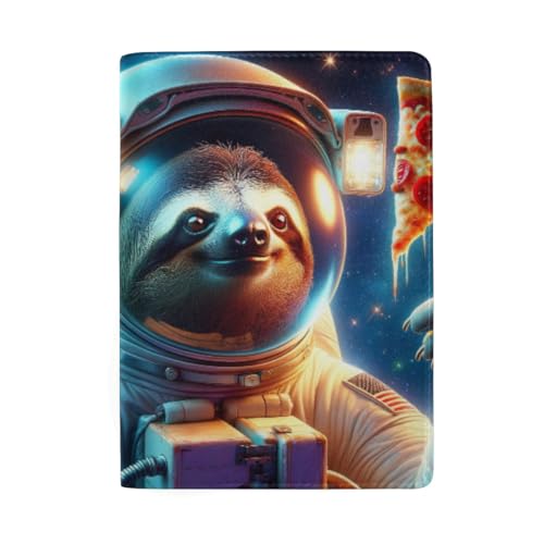 Reisepasshülle mit Kartenfächern für Herren, Faultier Astronaut und Pizza von GAIREG