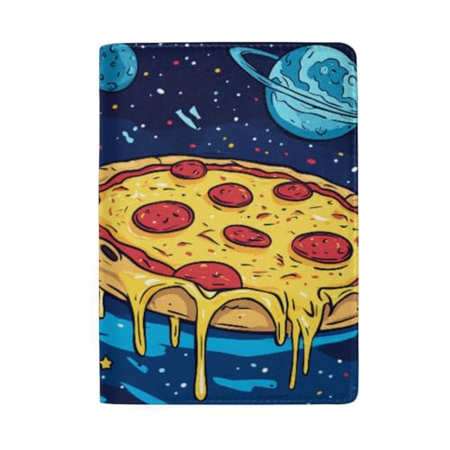 Reisepasshülle mit Kreditkartenfächern für Damen, Cartoon Pizza in Space-1 von GAIREG