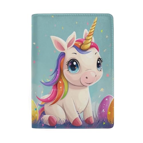 Reisepasshülle mit Kreditkartenfächern für Damen, Niedliches Oster-Einhorn von GAIREG