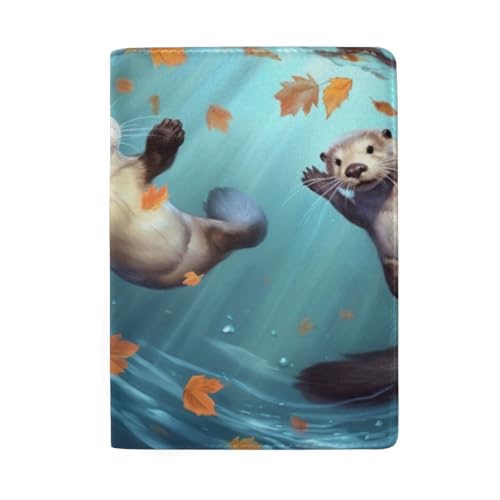Reisepasshülle mit Kreditkartenfächern für Damen, Otter Fall Leaves von GAIREG