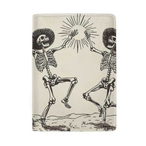 Reisepasshülle mit Kreditkartenfächern für Herren, Tanzende Skelett-Cowboys von GAIREG