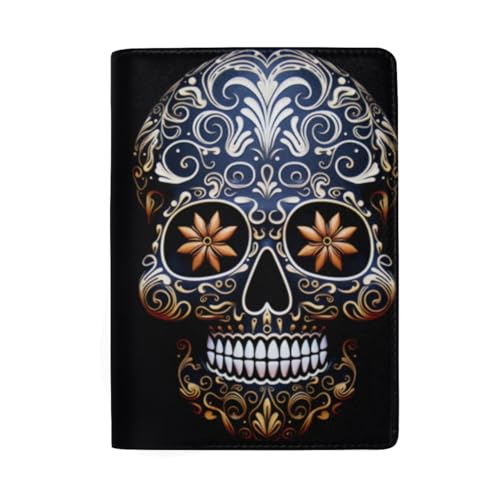 Skelett Mittelfinger Reisepasshülle mit Kreditkartenfächern Reisepass Reiseetui Damen, Blue Day Dead Skull von GAIREG