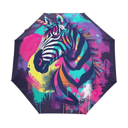 Zebra Einhorn kompakter Reise-Regenschirm, winddicht, automatische Regenschirme für Rucksack, Geldbörse, Tragetasche Zebra Einhorn kompakter Reise-Regenschirm, winddicht, automatische Regenschirme für Rucksack, Geldbörse, Tragetasche von GAIREG
