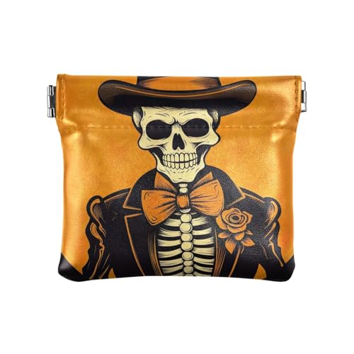 geldbörse, mini geldbörse, geldbörse, geldbörse, münzhalter, Halloween-Skelett in einem Becherhut, Design: von GAIREG