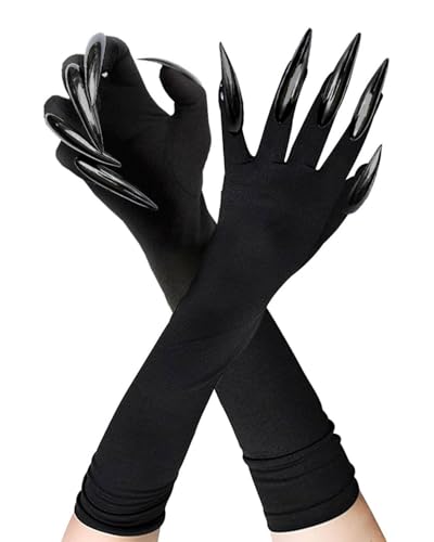 GAJUS 1 Paar Unisex-Totenkopfhandschuhe, Handschuhe mit langen Nägeln, Totenkopfmaske für Erwachsene, geeignet für Halloween-Rollenspiele von GAJUS