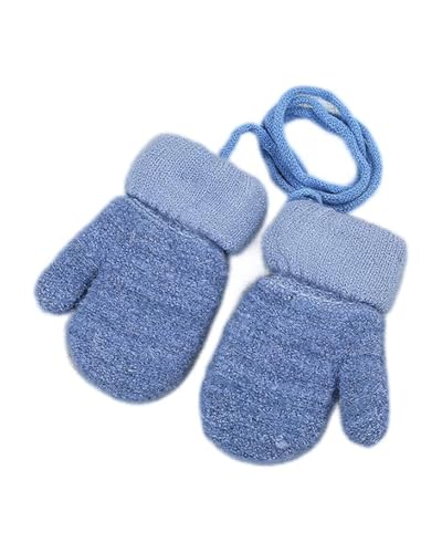 GAJUS Baby Gloves Mittens Winter for 0-3 Years, Children's Warm Knitted Gloves with Plush Lining and Lanyard, Gloves Children for Outdoor Activities and Daily Use, Blue von GAJUS
