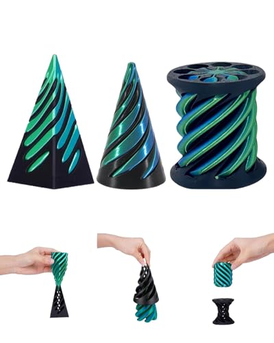 GAJUS Impossible Cone (3PCS), 3D-Druck Spiral Fidget Toy, Pyramid Spirale Passthrough Sculpture Skulptur für Stress Relief, Desktop Dekoration Geschenk für Kinder und Erwachsene (Green) von GAJUS