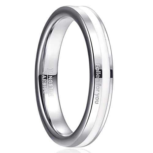 GALANI 4mm Ringe Herren Damen Silber Weiß Wolfram Ringe Verlobungsringe Eheringe Partnerringe Jahrestag Ring Mode Schmuck Geburtstag Geschenk Größe 65(20.7) von GALANI