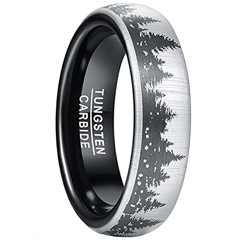 GALANI Silber Schwarz Hochzeit Ring für Herren Damen 6mm Eheringe Wolfram Ring für Verlobung Versprechen Vorschlag Jahrestag Mode Schmuck Gewölbt Band Ring Komfort Fit Größe 62(19.7) von GALANI