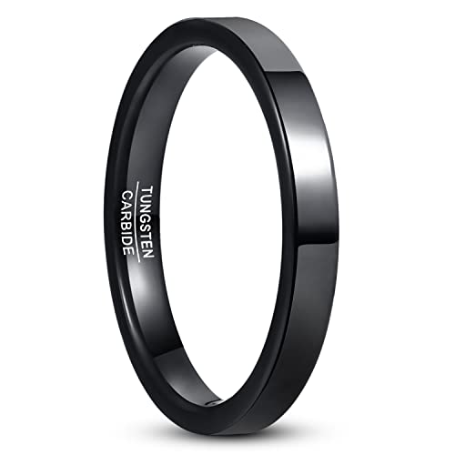 GALANI Herren/Damen Schwarzer Hochzeit Ring 3mm Wolfram Ring Größe 62(19.7) von GALANI