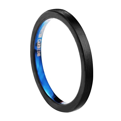 GALANI Schwarz und Blau Wolframcarbidring 2mm Herren Frauen Ehering Verlobungsring Größe 54.4(17.3) von GALANI