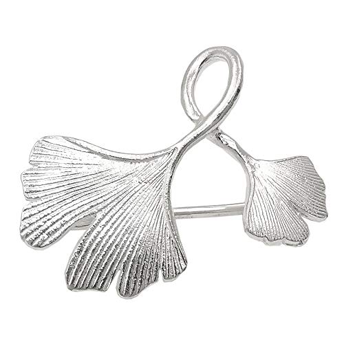 Brosche Doppel-Ginkgoblatt Silber 925 von GALLAY