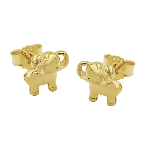 Ohrstecker Ohrringe 6x7mm kleiner Elefant glänzend 9Kt GOLD von GALLAY