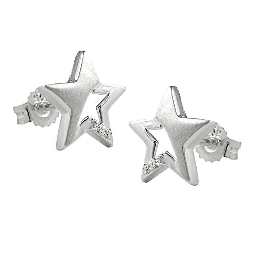 Stecker 10x10mm Stern mit Zirkonia Silber 925 von GALLAY