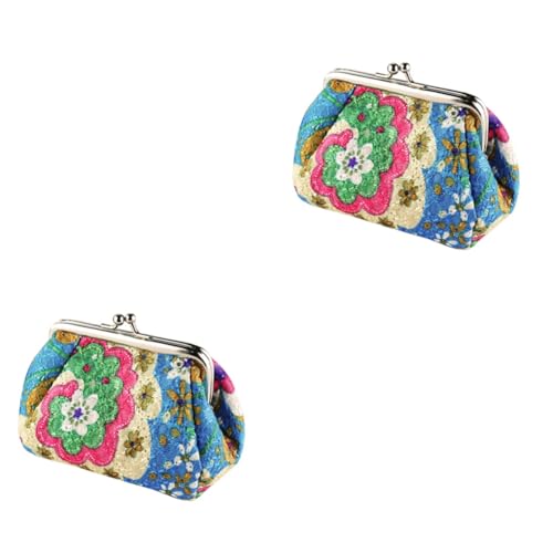 GALPADA 2stücke Embroidered Purse Für Frauen Vintage Handtasche Mit Blumenmotiv Für Schlüssel Und Münzen Geeignet Für Schule Shopping Und Arbeit Blau von GALPADA